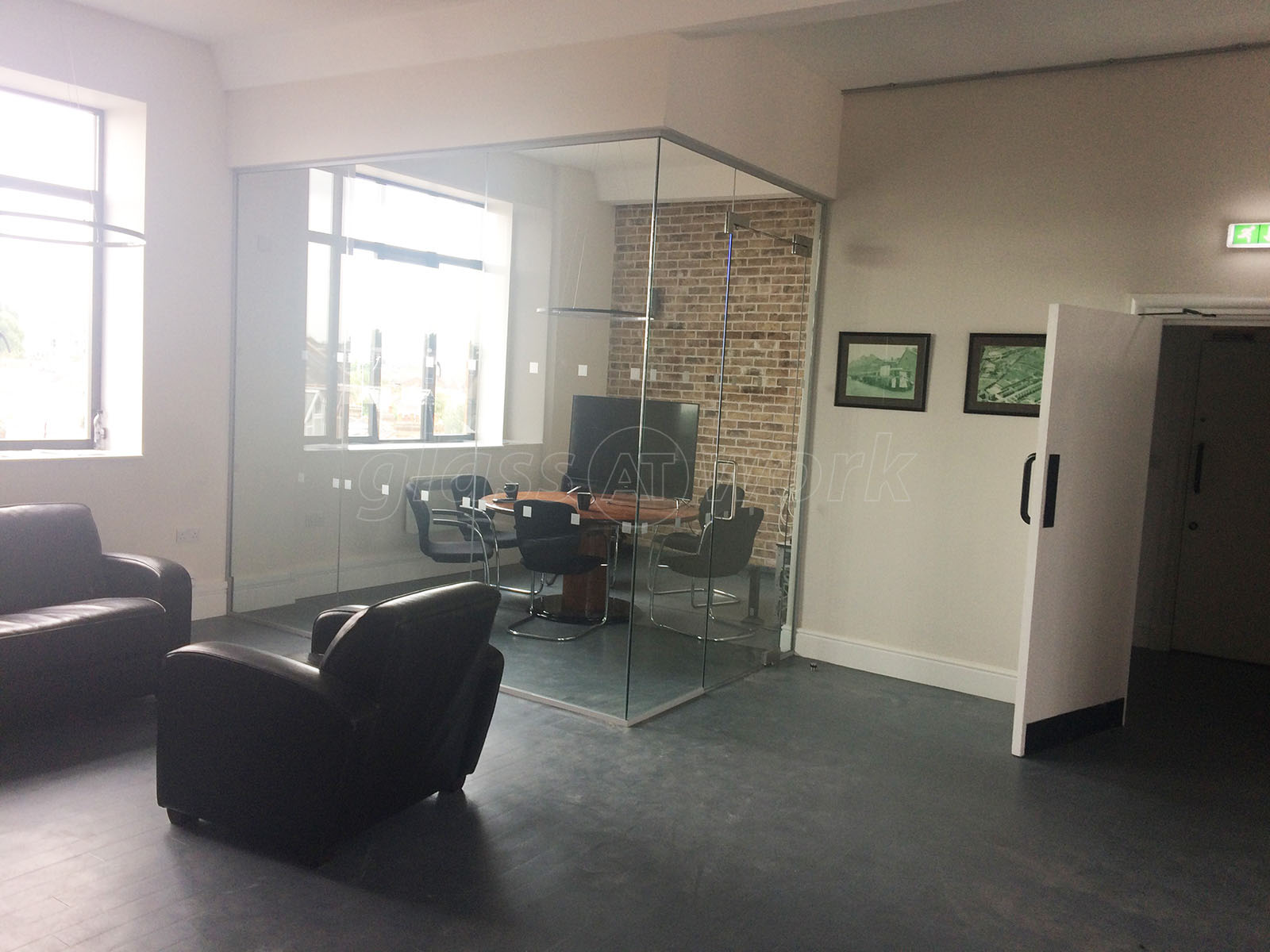 Glass Partitioning at Security Company (London): Small Glass Corner Office